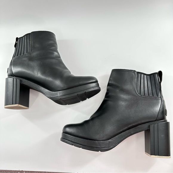 Sorel Margo Chelsea ankle booties size 10.5 41.5 black leather chunky boots - Picture 7 of 15